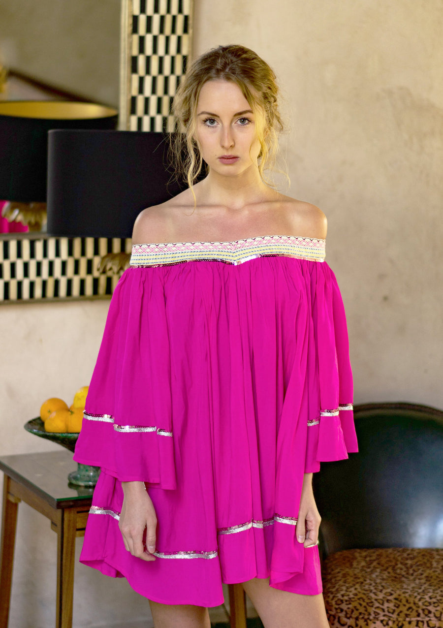 LIGHT SUMMER TUNIC "ANGEL" FUCHSIA/SILVER/GLITTER - Tunibelle