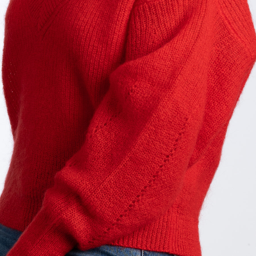 Mohair V-Pullover rot
