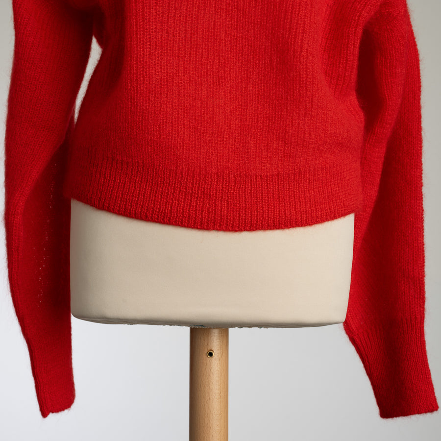 Mohair V-Pullover rot